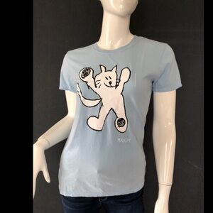 MAXIMSART Hyp Light Blue Cat T-shirt animal